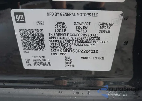 2023 Cadillac Xt5 Premium Luxury from USA, damaged, VIN 1GYKNDRS3PZ224112